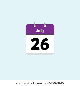 July 26: Calendar Date Illustration