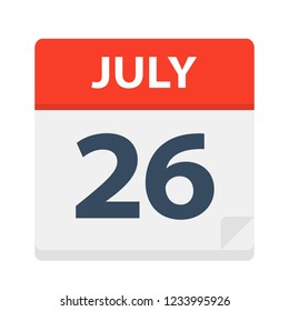 July 26 - Calendar Icon - Vector Illustration
