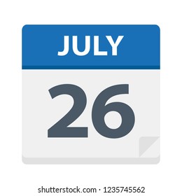 July 26 - Calendar Icon - Vector Illustration