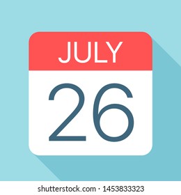 July 26 - Calendar Icon - Vector Illustration