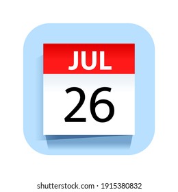 July 26. Calendar Icon. Vector Illustration.