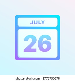July 26th date on a single day calendar page.