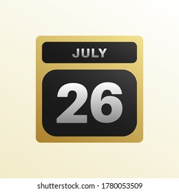 July 26th date on a single day calendar page.