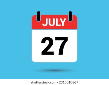 27 de julio Fecha del calendario Icono plano Día 27 Ilustración vectorial