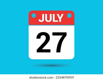 27 de julio Fecha del calendario Icono plano Día 27 Ilustración vectorial