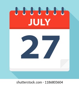July 27 - Calendar Icon - Vector Illustration