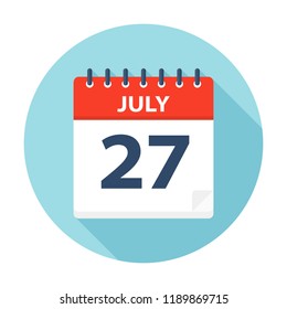 July 27 - Calendar Icon - Vector Illustration