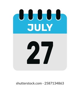 july 27 calendar icon Vector page month design illustration