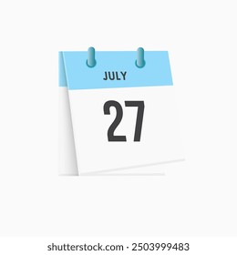 July 27 - calendar and Time planner. Daily Calendar Icon reminder. Vector Illustration.