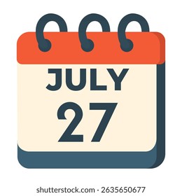 July 27 calendar vector on white background
Vector calendar with date