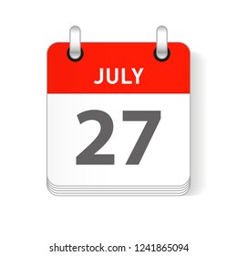 July 27 date visible on a page a day organizer calendar