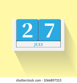 July 27. Vector flat daily calendar icon. Date and time, day, month. Holiday. Season.
