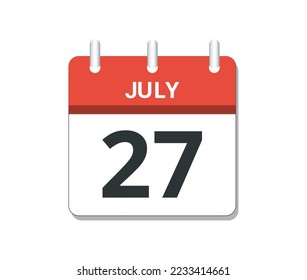 July 27th calendar icon vector. Concept of schedule, business and tasks
