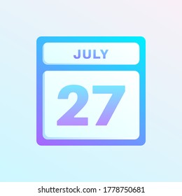 July 27th date on a single day calendar page.