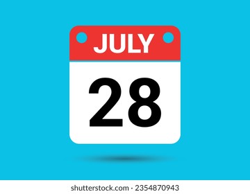 28 de julio Fecha del calendario Icono plano Día 28 Ilustración vectorial