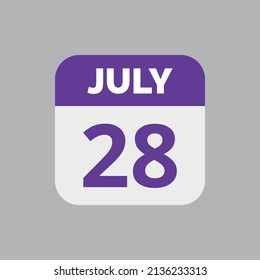 July 28 Calendar Date Icon