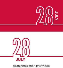 July 28. Set of vector template banners for calendar, event date.