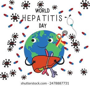 july 28 is world hepatitis day vector illustration. 
Good for banner, poster, greeting card, party card, invitation, template, advertising, campaign, and social media. 
