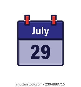 July 29, Calendar icon. Day, month. Meeting appointment time. Event schedule date. Flat vector illustration.