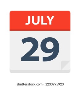 July 29 - Calendar Icon - Vector Illustration