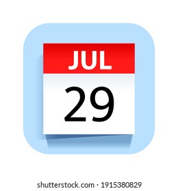 July 29. Calendar Icon. Vector Illustration.