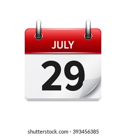 July  29. Vector flat daily calendar icon. Date and time, day, month. Holiday.