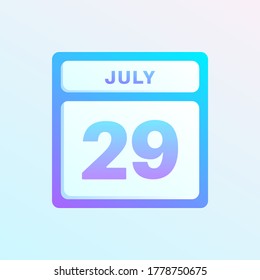 29. Juli auf einer Kalenderseite.