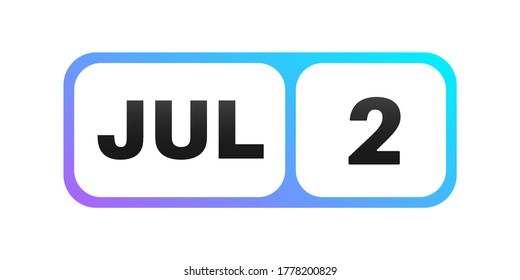 July 2nd Date On A Single Day Calendar Page.