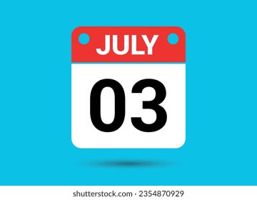 July 3 Calendar Date Flat Icon Day 3 Vector Illustration