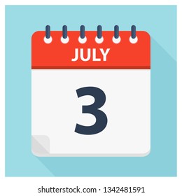 July 3 - Calendar Icon - Calendar design template - Business vector illustration.