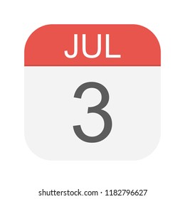July 3 - Calendar Icon - Vector Illustration