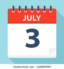 July 3 - Calendar Icon - Vector Illustration