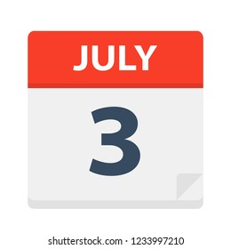 July 3 - Calendar Icon - Vector Illustration