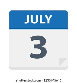 July 3 - Calendar Icon - Vector Illustration