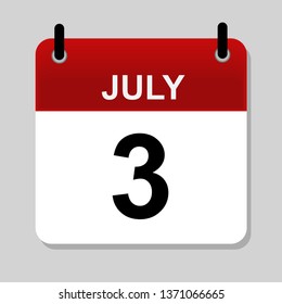 July 3 , calendar icon vector illustration