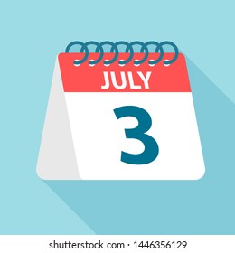 July 3 - Calendar Icon - Vector Illustration