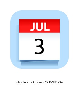 July 3. Calendar Icon. Vector Illustration.