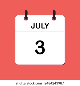 July 3. Daily Calendar icon for design. Simple design for business brochure, flyer, print media, advertisement. Easily editable.