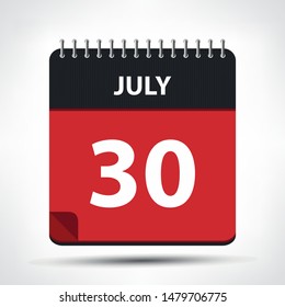 July 30 - Calendar Icon - Calendar design template - Business vector illustration.