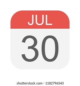 July 30 - Calendar Icon - Vector Illustration