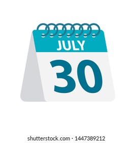 July 30 - Calendar Icon - Vector Illustration