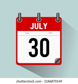 July 30, calendar icon vector illustration, isoleted on light blue background.