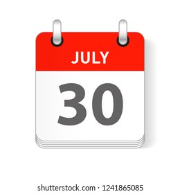 July 30 date visible on a page a day organizer calendar
