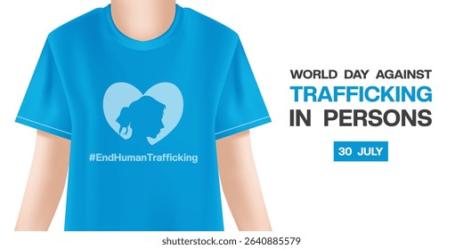 July 30 is World Day Against Trafficking In Persons. Human, women and heart. Great for posters, banners and social media. White background.