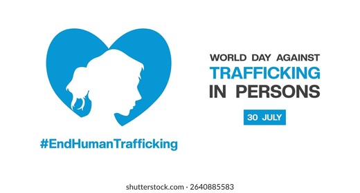July 30 is World Day Against Trafficking In Persons. Women and heart. Great for posters, banners and social media. White background.
