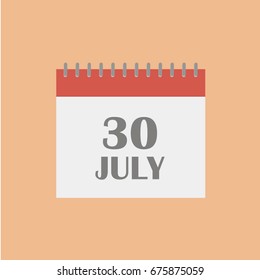July 30.Calendar icon.