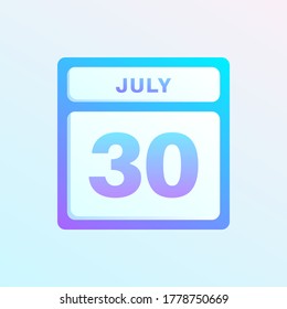 July 30th date on a single day calendar page.