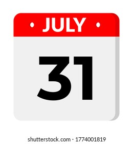 July 31 Calendar icon with shadow, flat design