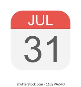 July 31 - Calendar Icon - Vector Illustration