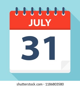 July 31 - Calendar Icon - Vector Illustration